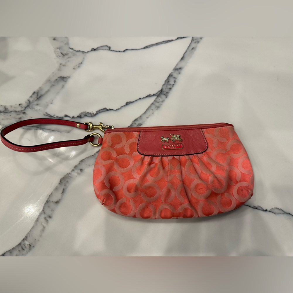 Coach wristlet, pink signature pattern
